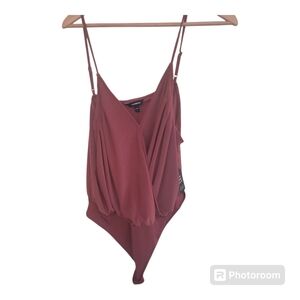Express Sleeveless Bodysuit Large Rust Overlaps In Front Nwt
